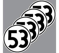GreenIT 4 Stickers 10 cm Start Number 53 Car Sticker Herbie VW Beetle Decoration
