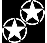 GreenIT Pack of 2 Stickers Tattoo US Star Army Car Rear Door Decorative Film Adhesive Film Vehicle Film Car Sticker (White, 25 cm)