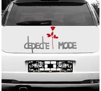 GreenIT Set Exciter Lettering and Rose Sticker Tattoo Die Cut Car Decal Car Tailgate Decor Film Depeche Mode - weiss-rot-gross-invers, 40cm + 27cm + 50cm