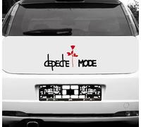 GreenIT Set Exciter Lettering and Rose Sticker Tattoo Die Cut Car Decal Car Tailgate Decor Film Depeche Mode - Black Red, 25cm + 16cm + 20cm