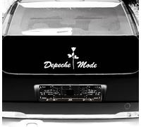 GreenIT Set of Script Lettering and Rose Sticker Tattoo Die Cut Car Decal Car Rear Decorative Film Depeche Mode (White)