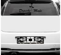 GreenIT Set of Script Lettering and Rose Sticker Tattoo Die Cut Car Decal Car Rear Decorative Film Depeche Mode (Black Inverse)