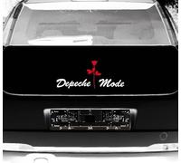 GreenIT Set of Script Lettering and Rose Sticker Tattoo Die Cut Car Decal Car Rear Decorative Film Depeche Mode (White/Red)