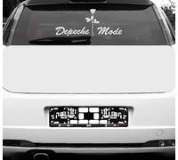 GreenIT Set of Script Lettering and Rose Sticker Tattoo Die Cut Car Decal Car Rear Decorative Film Depeche Mode (White Invers)
