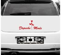 GreenIT Set of Writing Lettering and Rose Sticker Tattoo Die Cut Car Decal Car Rear Decorative Film Depeche Mode (Red)