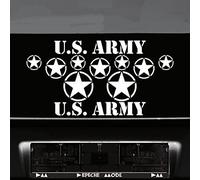 GreenIT Set Stars Plus Lettering US Army MP Jeep Tuning Sticker Tattoo Die Cut Car Decal Car Decoration Film Car Decal autofolie - White Matt, 30cm + 10cm + 7cm + 5cm