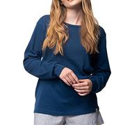 greenjama Ladies Long Sleeve Derby Rib GOTS Certified Pyjama Top, Ultramarine, 10
