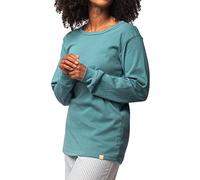 greenjama Women's Derby Rib Long Sleeve Shirt GOTS Certified Pajama Top, Topaz, 40