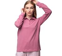 greenjama Women's GOTS Certified Long Sleeve Polo Collar Shirt Pajama Top, Grape, 16