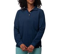 greenjama Women's GOTS Certified Long Sleeve Polo Collar Shirt Pajama Top, Ultramarine, 14