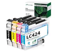 Greenjob LC424 Ink Cartridges Value Pack Compatible with Printer Cartridges Brother LC-424 LC-424VAL Multipack for Brother DCP-J1200W DCP-J1200WE (1 Black, 1 Cyan, 1 Magenta, 1 Yellow, 4 Pack)