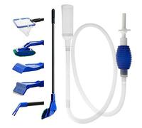 GreenJoy Aquarium Fish Tank Cleaning Kit Tools Algae Scrapers Set 5 in 1 & Fish Tank Gravel Cleaner - Siphon Vacuum for Water Changing and Sand Cleaner (Cleaner Set)