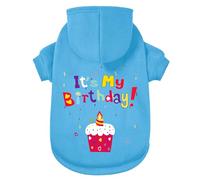 GreenJoy Dog Sweater Dog Hoodie Cold Weather Coat Hooded Sweatshirt for Puppies,Cats, Small Medium Large Dogs (Blue(It's My Birthday), Small)