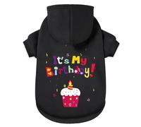 GreenJoy Dog Sweater Dog Hoodie Cold Weather Dog Coat Hooded Sweatshirt for Puppies,Cats, Small Medium Large Dogs (Black(It's My Birthday), X-Small)