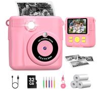 GREENKINDER Kids Camera Instant Print, 2.4'' Instant for Kids with 32GB Card & 3 Rolls Print Paper, 1080P HD Kids Digital Camera, Birthday Kids Toys Gifts for Boys & Girls Age 3-12