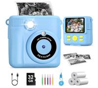 GREENKINDER Kids Camera Instant Print, 2.4'' Instant for Kids with 32GB Card & 3 Rolls Print Paper, 1080P HD Kids Digital Camera, Birthday Kids Toys Gifts for Boys & Girls Age 3-12