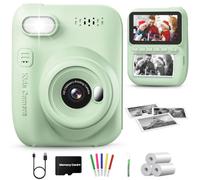 GREENKINDER Kids Camera Instant Print 3.0'' Screen, Child Funny Toys Gifts | 1080P Digital Camera with Memory Card, 3 Rolls Print Paper, Christmas Birthday Presents for Boys & Girls Age 3-12, Green