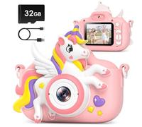 GREENKINDER Kids Digital Camera - 2.0 Inch IPS Screen, 20MP＆1080P Video Selfie Camera With 32GB Card - Birthday Christmas Toys for 3-12 Years Old Girls (Pink)