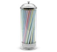 Greenland Acrylic Straw Dispenser Countertop Straw Holder, Stainless Steel Lid & Base, Includes Straw Cleaning Brush, Fits Reusable Straws up to 21 cm