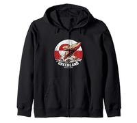 Greenland Flag Arctic Ocean Humpback Whale Vintage Zip Hoodie