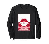 Greenland Flag Arctic Ocean Whale Tail Minimalist Long Sleeve T-Shirt