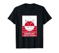 Greenland Flag Arctic Ocean Whale Tail Minimalist T-Shirt