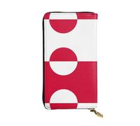 Greenland Flag Patterned Leather Long Wallet (7.5 * 4.1 inches) | Extra Large Multi-Function Compartment | Great Gift