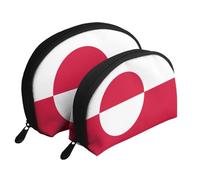Greenland Flag Portable Bags Clutch Pouch.2-Piece Makeup Bag Set, Large & Small Travel Cosmetic Pouches