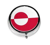 Greenland Flag Round Pill boxï¼ŒPill Boxï¼Œ Portable On-The-Go Pocket Pharmacy,