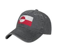 Greenland Flag Washed Cowboy Baseball Cap for Adults - Stylish and Breathable Hat with Adjustable Strap, Deep Heather, One size