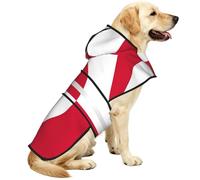 Greenland Flag Waterproof Dog Raincoat And Rain Jacket With Hood, Reflective Strips And Adjustable Belly Strap, Fits Small To Large Dogs
