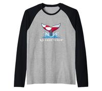 Greenland Flag Whale Fluke Kalaallit Nunaat Arctic Raglan Baseball Tee