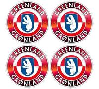 Greenland GRØNLAND Flag-Coat of Arms, Denmark, Kalaallit Nunaat Danish 2" (50mm) Vinyl Stickers, Decals x4