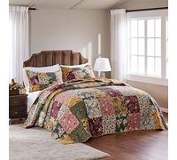 Greenland Home 100% Cotton Authentic Patchwork Quilt Set, Multicolor, Queen