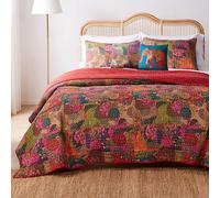 Greenland Home 100% Cotton Kantha Quilted Reversible Bedding Set, Multicolor, King