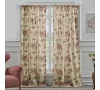 Greenland Home Antique Rose 100% Cotton Curtain Panel Pair, 42 W x 84 L Inches Each, Set of 2 - Ecru