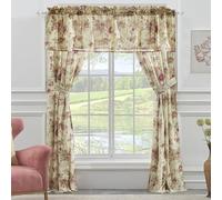 Greenland Home Antique Rose 100% Cotton Window Treatment, Panel Pair + Valance, Ecru