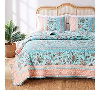 Greenland Home Audrey Bedding Set, Polyester Cotton, Turquoise, 2-Piece Twin/XL