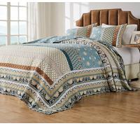 Greenland Home Bedspread Set, Cotton, Blue, 3-Piece King/Cal King