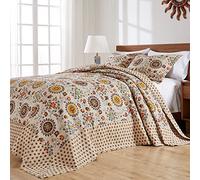 Greenland Home Bedspread Set, Cotton, Taupe, 3-Piece Queen