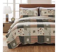 Greenland Home Cotton Quilt Set, Polyester, Gray, King/California King (3 Piece)