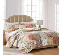 Greenland Home Fashions 100% Cotton Authentic Patchwork Reversible Quilt Set, Multi, 4-Piece Twin/Twin XL