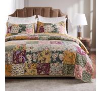 Greenland Home Fashions Antique Chic 100% Cotton Authentic Patchwork Quilt Set with Euro Sham(s), Multicolor, Twin/Twin XL (3-Piece)