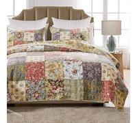 Greenland Home Fashions Blooming Prairie 100% Cotton Patchwork Bedspread Set with Euro Sham(s), Multicolor, Full/Queen (5 Piece)