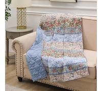 Greenland Home Fashions Kressida Collection, Quilted Throw Blanket, Blue