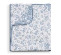 Greenland Home Fashions Patchwork Toile Collection, Quilted Throw Blanket, Blue