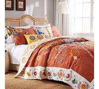 Greenland Home Topanga Quilt Set, Cotton, Multicolor, Full/Queen (3 Piece)