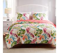 Greenland Home Tropics Cotton Quilt Set, 3-Piece Full/Queen, Coral