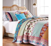 Greenland Home Velvet-Embellished Quilted Bedding Set, Cotton, Tango, Twin/XL