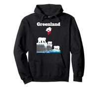 Greenland Polar Bears Sea cliffs Greenland flag map souvenir Pullover Hoodie